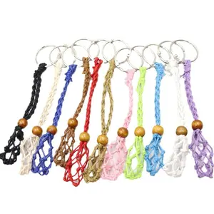 Hot Selling Mesh Bag Woven Keychain with Adjustable Telescopic Mesh Bag, Hand Woven Mesh DIY Keychain Rope