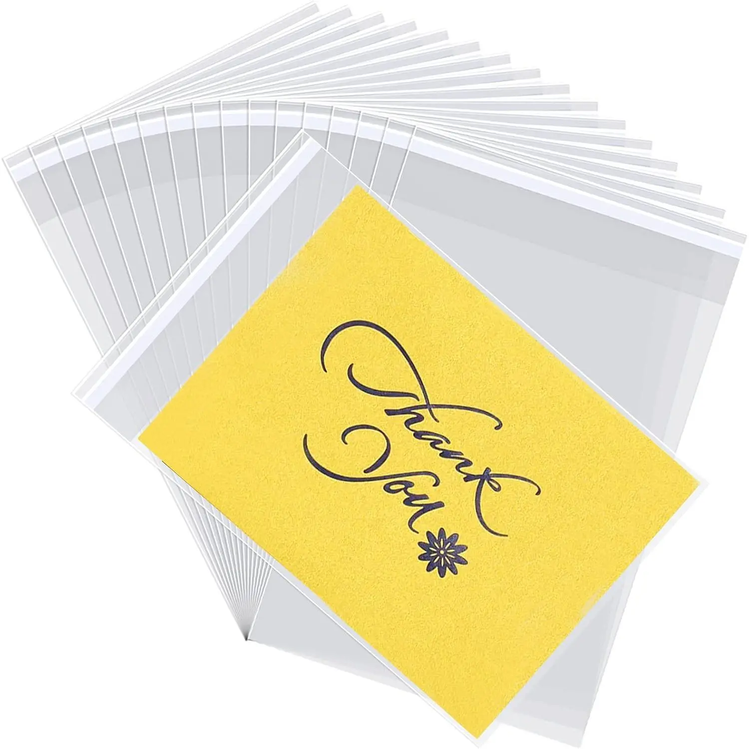Cellophane Bags 200 Count Small Clear Plastic Bags for Bread, Dessert, Cards, Envelopes, Self Adhesive 5x7" 2.8 Mils Cookie Bags