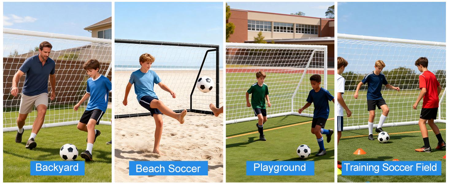 【Summervibes】LILYPELLE 12x6/ 10x6.5/ 8x6/ 6x4 Portable Folding Soccer Goal for Backyard, Heavy Duty PVC Youth Soccer Net with Target Net & Training Cones, All Weather Football Goal for Kids Teens Adults, Outdoor Training Practice