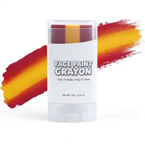 Face Paint Crayons Set Multi Color Red Yellow Black Body Paint Stick Face Body Makeup Easy Apply Washable Non Toxic Skin Friendly Cosmetic for Sports Fans Party Halloween Carnival Festival Makeup Face Painting Kit
