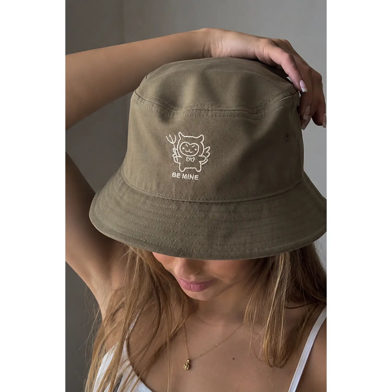 Be Mine Embroidered Bucket Hat – Neutral Everyday Bucket Hat