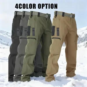 HOMUG Windproof Warm Men's Outdoor Tactical Pants Fleece Lined Solid Color Sport Style Regular Fit Mid Waist with Pockets No Belt for Casual Weekend Wear Autumn Winter High Waisted Joggers 4 Color Option