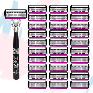 Manual Shaving Razor Set, 6 Layer Men's Safety Razor, Classic Blade Shaver, Beard Trimmer, Hair Removal, Washable