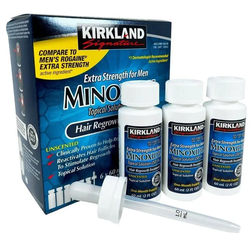 Kirkland Minoxidil 1 to 6 Months Supply 5% for Men - Topical Solution Extra Strength Hair Regrowth Treatment 12 Fl Oz Dropper Applicator - Comfort