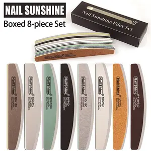 8-Piece Multi-Grit Nail File Set, 80/100 to 1000/4000 Grit, Double-Sided, Washable, Disinfectable, Boxed, Professional Nail Tools