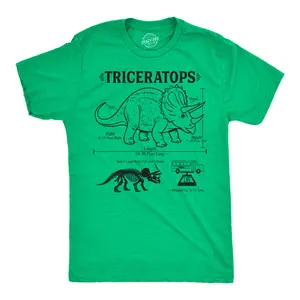 Mens Funny T Shirts Triceratops Infographic Awesome Dino Tee For Men Mens Funny T Shirts Cool Vintage Fashion T-Shirt Gift Classic Menswear Science Apparel for Men Funny Dinosaur Short Sleeve Novelty Tees for Green -