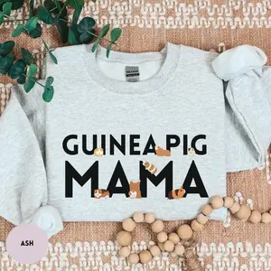 Guinea Pig Mama Sweatshirt, Gift for Cavy Mom, Crewneck Pullover, Rodent Lover, Funny Animal Graphic Sweater, Unisex Fit