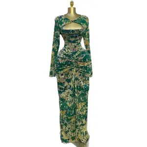 Poison Ivy Dress - Floor-Length Slim Fit with V-Neckline & Draped Design for Sexy Club Looks & Elegant Spring Summer Events in Polyester Spandex Blend
