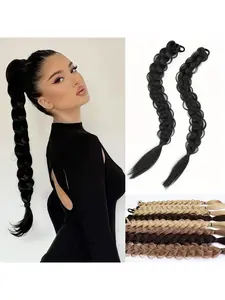 Women's Long Straight Hair Wig, High-Tied Fake Ponytail Design, Fashionable Synthetic Fiber Daily Wear, All-Season Accessory