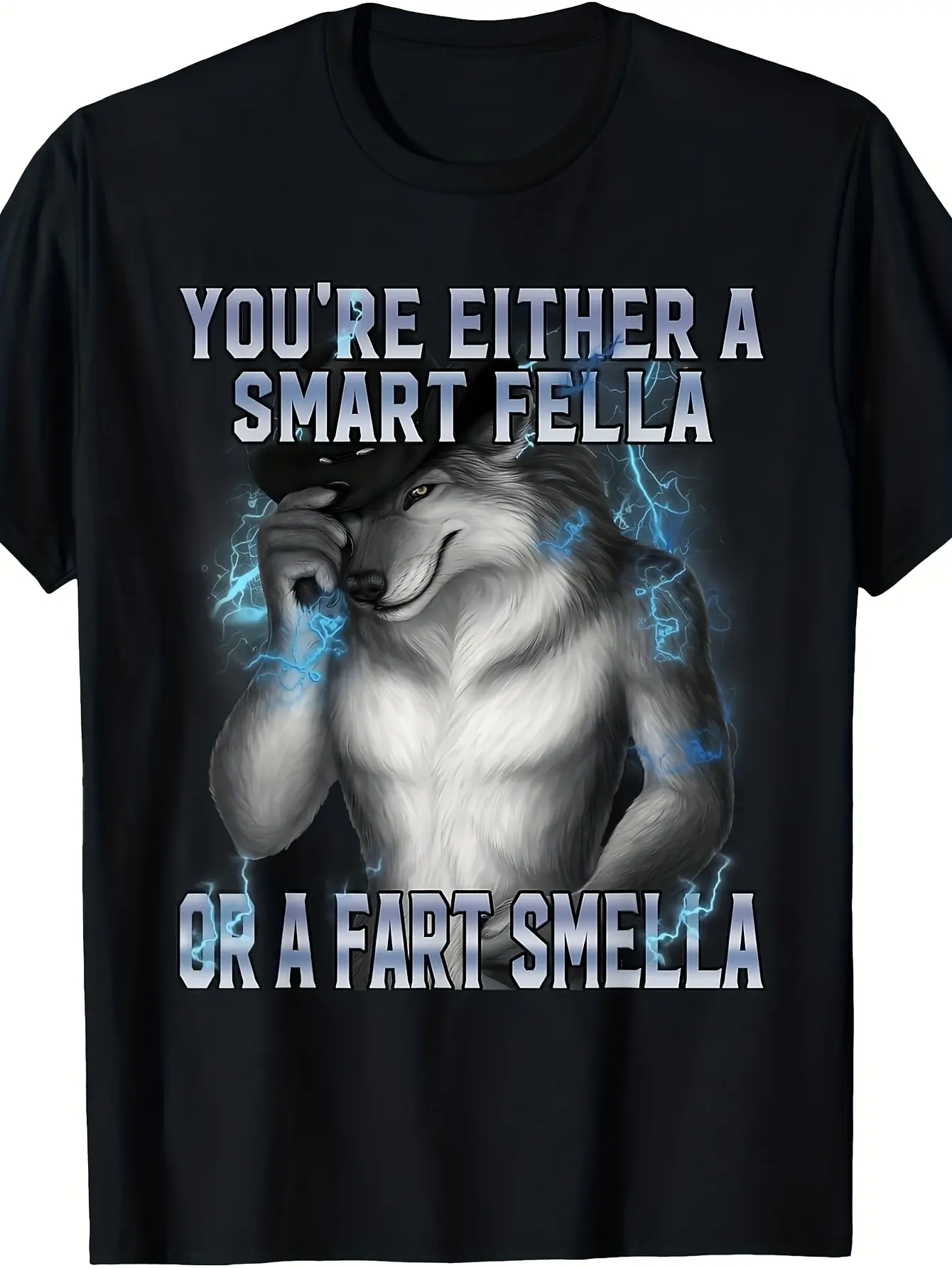 Men'S Funny Alpha Wolf Meme T-Shirt - _You're Eith unisex soft cotton short sleeve t shirt, vintage graphic casual tee for men women teens, perfect birthday holiday gift for camping travel gym daily street casual wear