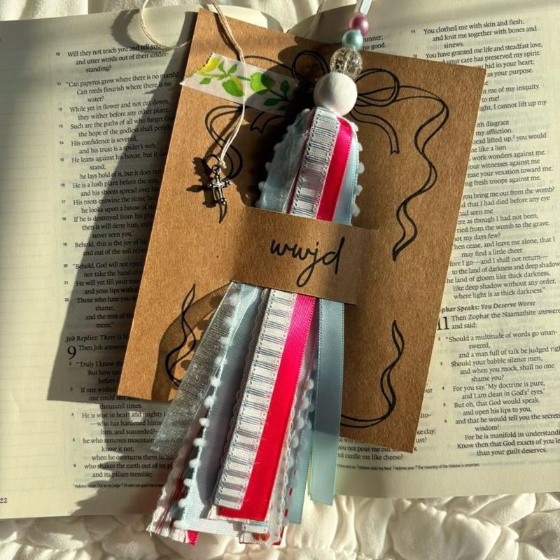 Handcrafted Bible Tassel Elegant Faith Bookmark with Colorful Tassels and Lace Detail for Religious Gifts Charm Handmade Cross