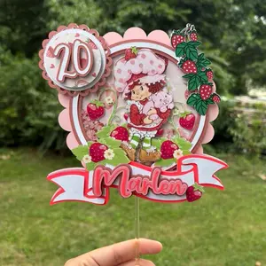 Strawberry girl cake topper