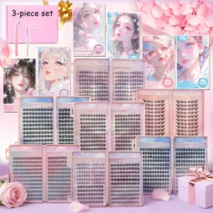 3 Pcs Self-Adhesive Lashes Set, Natural Thin Fluffy Reusable Anime False Lashes, No Glue Needed, Large Pack for Cosplay and Daily Use