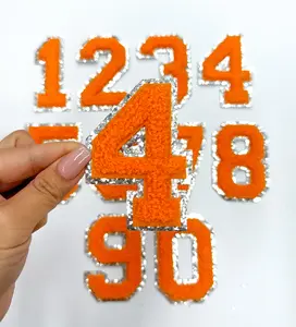 Orange Silver Chenille Embroidery Patch