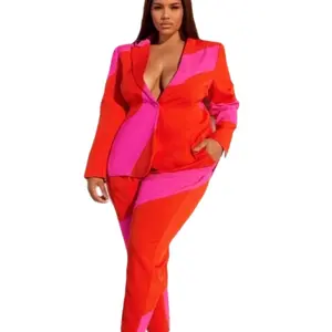 Elegant women Statement Colorblock 2-Piece PantSuit