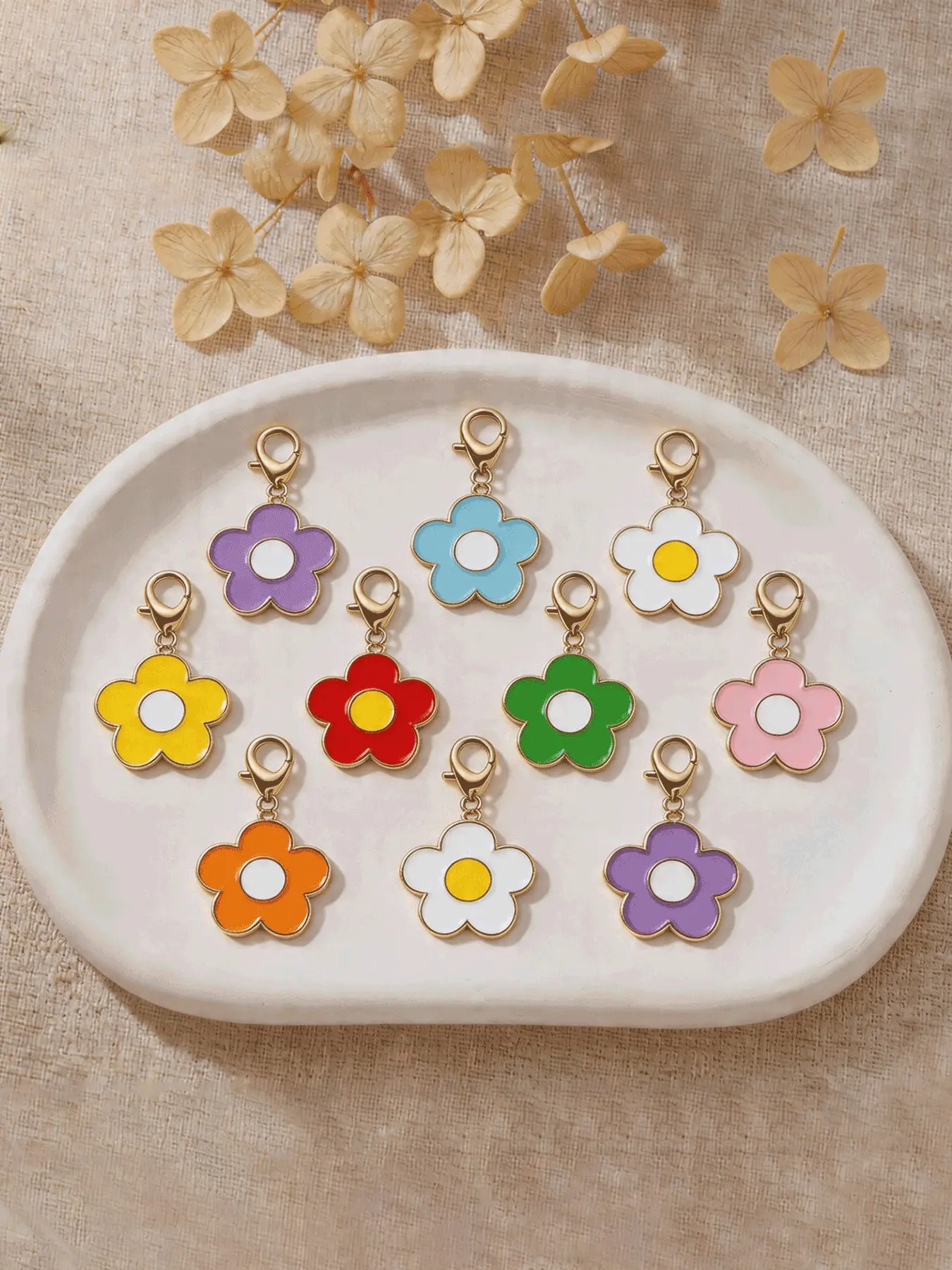 10 Pcs Floral Keychains, Creative Backpack Accessories, Memorial Keychains, Wedding Party Gifts, Graduation, Thanksgiving
