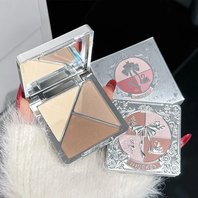 Ballet Three-Color Contour Palette, Matte Nose Shadow Highlighter, Fine Powder, Easy Stereo Makeup, Face Sculpting Brush Set, Contouring Palette, Facial Contouring Makeup