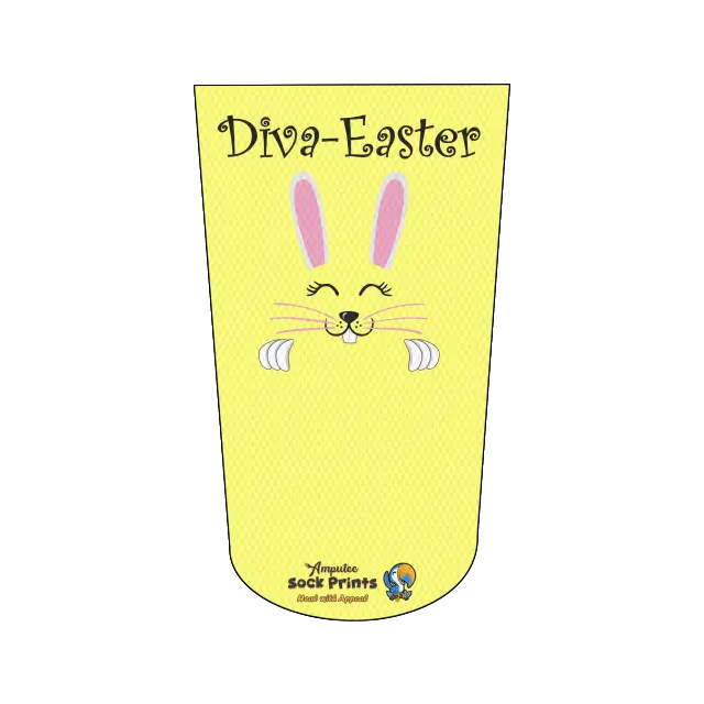Amputee Sock "Diva Easter yelw V1", Prosthetic Limb Sock, 3ply Stump Sock