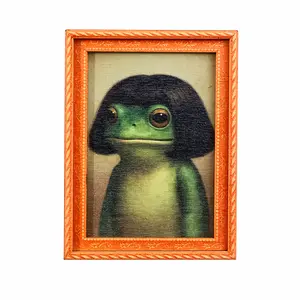 Funny Frog Fridge Magnet - Mini Green Frog Haircut Magnet for Refrigerator, Fridge & Kitchen Decor, Durable Wooden Magnet Photo Magnetic Decoration Decoration Gift Gift