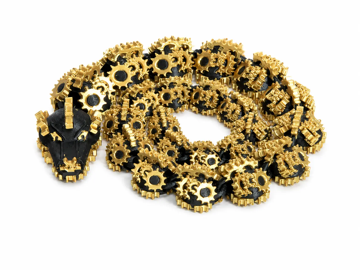 Gear Dragon Fidget Toy, 14 Inch Fully Articulated 3D Printed Steampunk Flexi Dragon, Black & Bronze Desk Toy & Gift