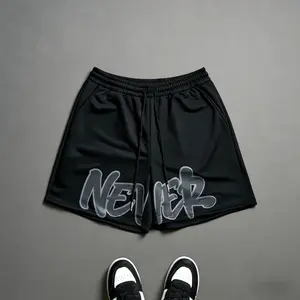 Men's Graffiti Letter Print Casual Shorts, Elastic Waist Drawstring Shorts with Back Pocket for Streetwear & Daily Wear