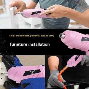 JENABOM 14pcs/26ps/47pcs 3.6V pink power tool screwdriver set, home repair 1300mAh lithium battery, suitable for multi angle tools in homes, offices, and DIY projects, Cordless Drill Kit