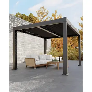 2026 Outdoor Pergola with Adjustable Louvered Roof, 10' x 12' All-Aluminum Louvered Pergola ,Reinforced Aluminum Frame, Integrated Drainage System，Hardtop Gazebo for Patio