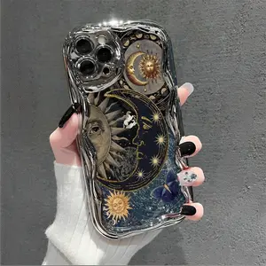Celestial mobile phone case, designed with sun and moon motifs, suitable for iPhone 17,16, 15, 14, 13,12 and 11 Pro, made of TPU material, and provides shockproof protection. Ideal for stargazers, lovers of astrology,Cellphone Smartphone Casing Unique