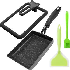 Tamagoyaki Pan with Lid, Japanese Nonstick Square Omelette Egg Pan Skillet for Gas Stove & Electric Stove, 7.3" x 5.3"
