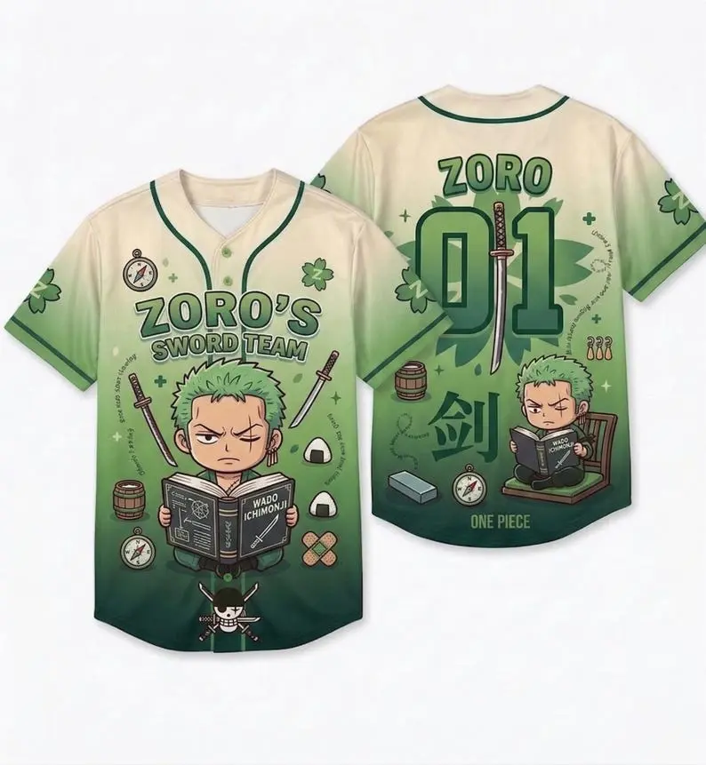 Custom Anime Baseball Jersey, Zoro Team Youth Shirt, Personalized Name Number