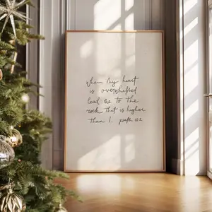 Psalm 61:2 Bible Verse Wall Art Print, Minimalist Scripture Decor, Christian Poster, 5 Size, 8x12 to 27x40 inch, Room Decor, Unframed