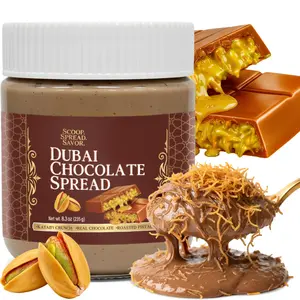 Dubai Kataifi & Pistachio Jar- 8.3oz - Tiktok Creamy & Crunchy Dubai Chocolate Filling Spread - Great as Dubai Chocolate Bar Filling, Breakfast, Dipping Fruits, Pancakes, Holidays Gift, Dubai Chocolate Jar, Kunafa Pistachio Chocolate Delight Spread