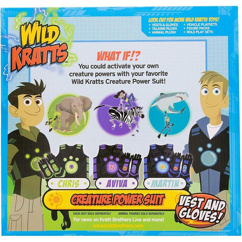 Wild Kratts Creature Power Suit, Chris (Size Large 6-8X) - Includes Vest, Gloves &amp; 2 Power Discs for Halloween Costume, Pretend Play &amp; Dress Up - Officially Licensed Toys- Gift for Kids Boys Girls