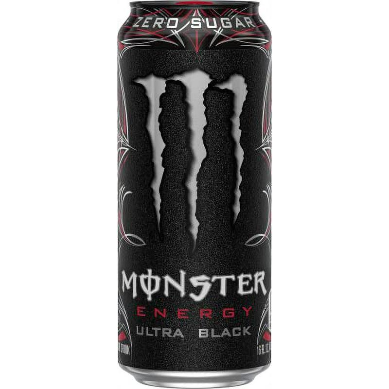 Monster Energy Ultra Black, Sugar Free Energy Drink, 16 Ounce (Pack of 15)