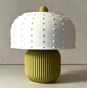 Mustard Green "Ridged Bowl Short Lamp” Modern Boho