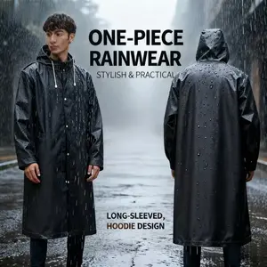 Eva Raincoat Waterproof Jacket, Rainproof Thickened Full Body Raincoat, Breathable Lightweight, Long Design, Ideal for City Commuting & Cycling