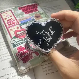 Magnetic Heart Phone Grip "Morally Grey" Acrylic Phone Holder, Dark Romance Trope Bookish Griptok Top for Kindle and Phone