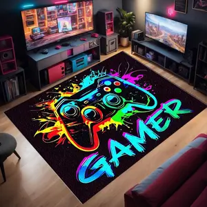 Game Controller Rug Pad, Gaming Console Handle Pattern Carpet, Living Room Bedroom Bedside Mat, Home Decor Accessory, Gamer Gift