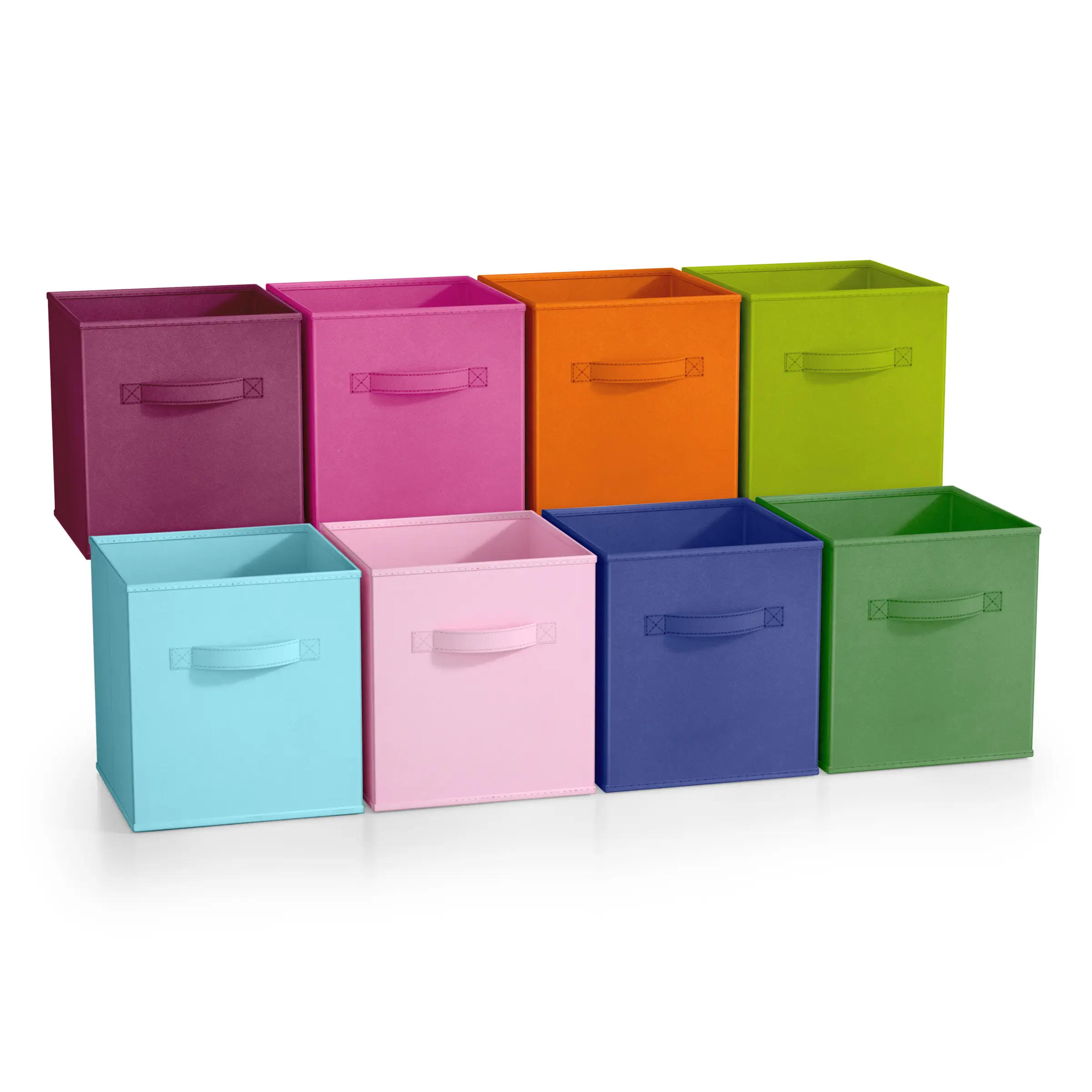 Sorbus 8 Foldable Bins Organizer - Lightweight 11 Inch Collapsible Cube Baskets with Handle Boxes for Closet and Clothing Storage