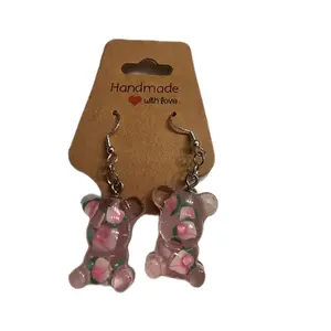 Peach Filled Foodie bear earrings - Unique Glow in the Dark Design