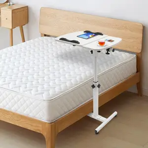 Adjustable Mobile Rolling Laptop Cart Computer Workstation Desk, Computer Mobile Stand Sofa/Bed Side Table w/Lockable Casters