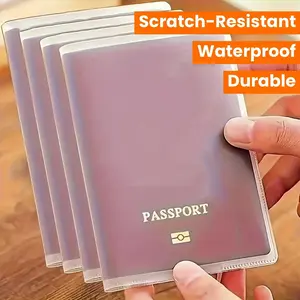2-pack set of durable passport holders with muttiple card stotsand scratch-reststant document protection covers-transparent.