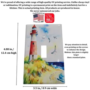 Lighthouse Ocean Coastal Light Switch Cover. Decorative Single Toggle Switch plate for Nautical Beach Bathroom, Bedroom, Living Room