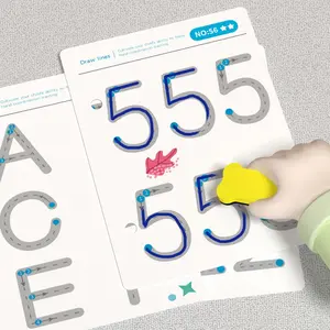 96 Page Reusable Writing Practice Book, Erasable Tracks, Durable Paper Material, Suitable for 3-6 Year Olds, Control Training & Early Learning