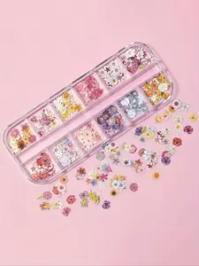 1 Box 12 Types Floral Epoxy Resin Filling Set Jewelry Making Kit - Dried Wood Pulp Flowers, Suitable for DIY Jewelry, Crafts And Nail Design Resin Liquid Mold Filling