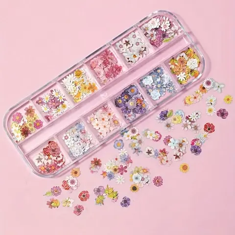 1 Box 12 Types Floral Epoxy Resin Filling Set Jewelry Making Kit - Dried Wood Pulp Flowers, Suitable for DIY Jewelry, Crafts And Nail Design Resin Liquid Mold Filling Diy Kits Jewelry Making Supplies