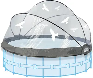 Pool Dome Round Above-Ground Pool Enclosure, PVC Transparent Cover with 180-Degree Expansion, UV Protection, Natural Water Heating (10FT/12FT/15FT)