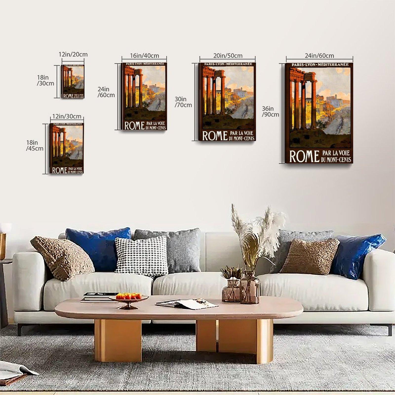 Vintage Travel Poster Rome Italy Tourism Poster Decorative Painting Canvas Wall Art Picture Print Modern Family Bedroom Decor