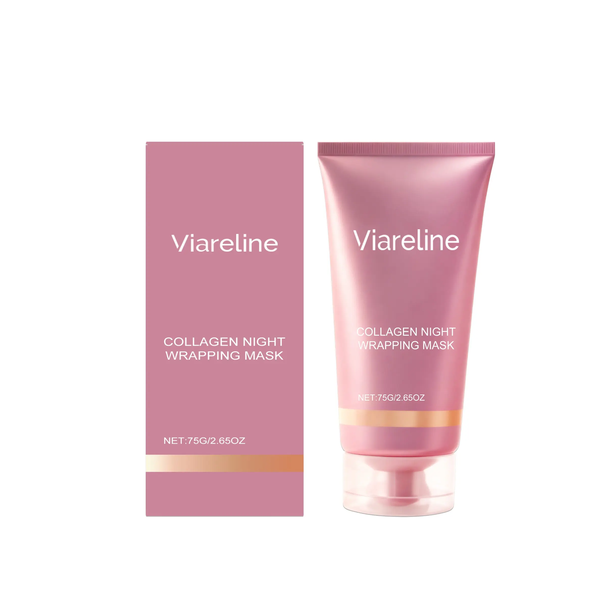 Viareline Collagen Night Wrapping Mask, Niacinamide Hyaluronic Acid Peel Off Mask, Gentle Hydrating Moisturizing Firming Brightening Overnight Mask For Sensitive Skin, Reduce Fine Lines Even Skin Tone Glass Skin Skincare, Peel Off Face Mask