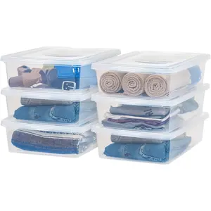 IRIS USA 6-Pack Storage Bins with Lids, 28 Quart, Clear Stackable Containers Box Organize Shoes Closet Shelves Clothes Blankets Towels - BPA-Free Plastic